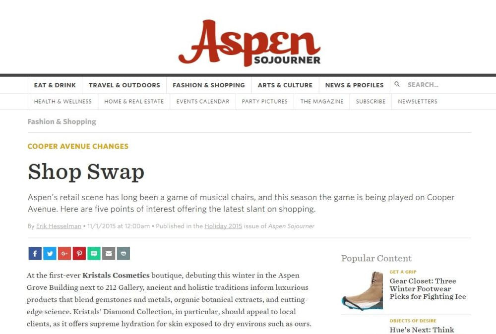 Aspen Sojourner Reports on First Kristals Cosmetics Boutique