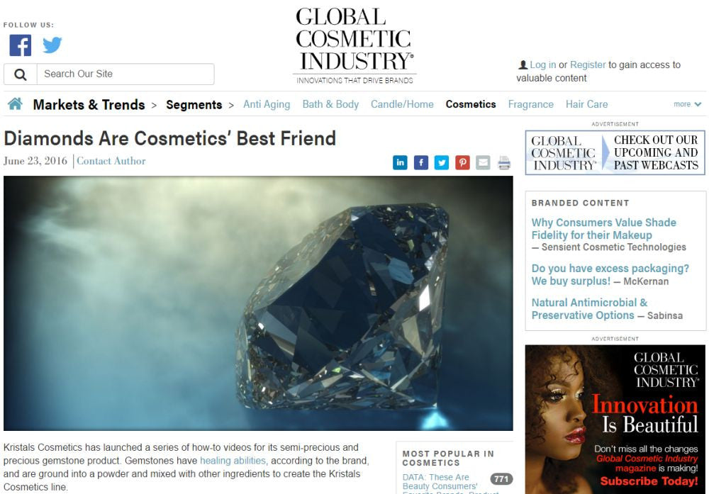 Global Cosmetic Industry Magazine Discusses Kristals Cosmetics Videos