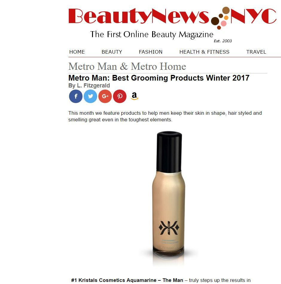 Kristals Cosmetics Featured in Beauty News NYC's Best Grooming Products
