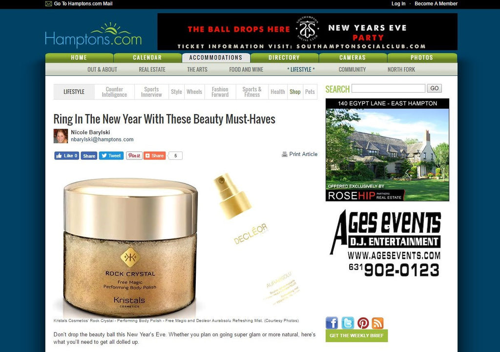 Kristals Cosmetics Rock Crystal Performing Body Polish Featured on Hamptons.com